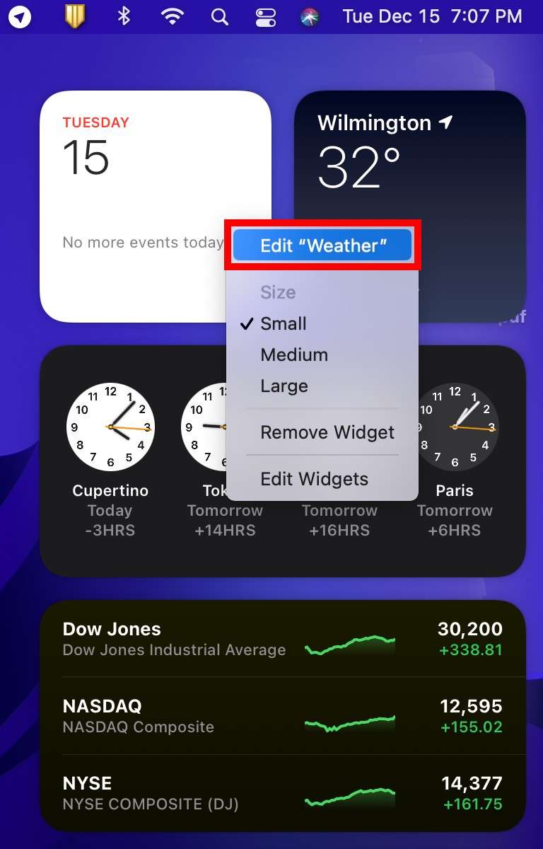 How to change the city in the Weather app on Mac.