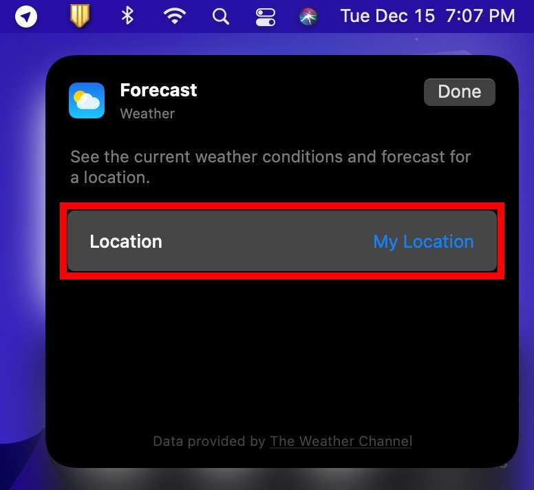 How to change the city in the Weather app on Mac.