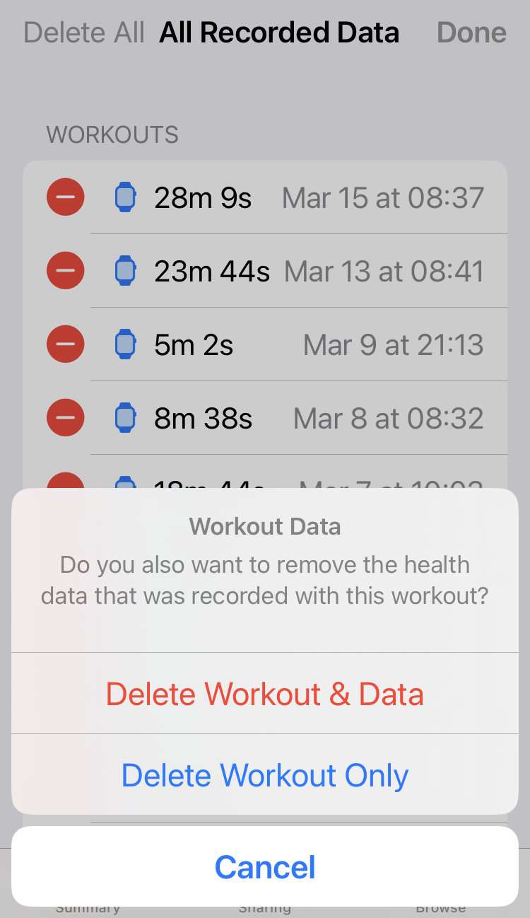Delete workout iPhone Delete workout iPhone