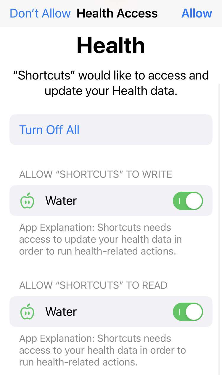 Write permission Health app