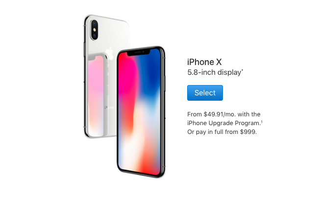 iPhone X select