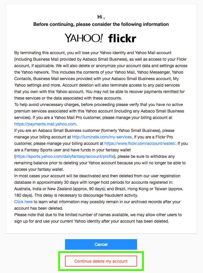 Delete Yahoo! account 1 Delete Yahoo! account 1