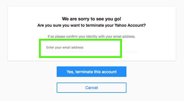 Delete Yahoo! account 2