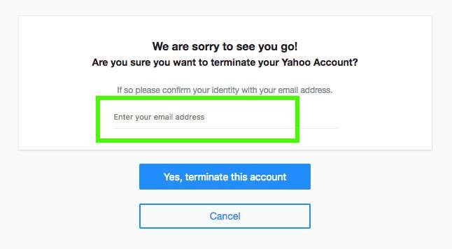 Delete Yahoo! account 2