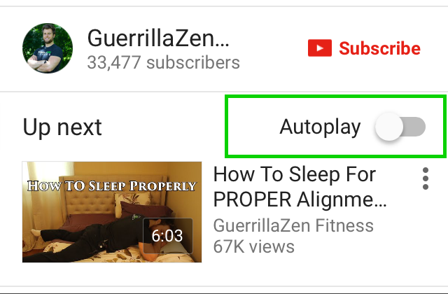 YouTube autoplay OFF