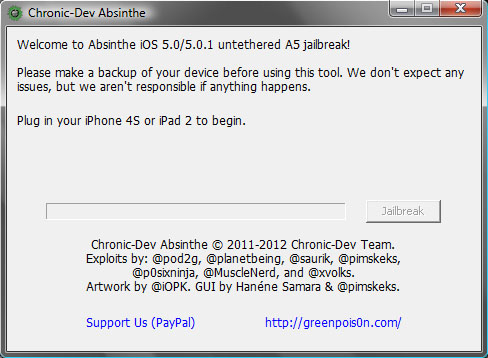 iPhone 4S iOS 5 iOS 5.0.1 Jailbreak Chronic Dev Team Absinthe jailbreak