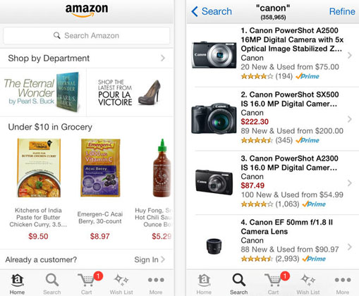 iOS 7 redesign Amazon Amazon update iOS 7