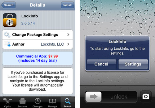 how to install Cydia LockInfo tweak