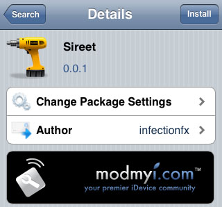 Sireet install jailbreak tweak