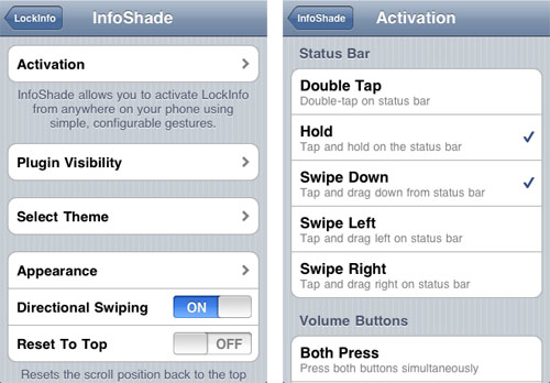 Infoshade Activator LockInfo Infoshade iOS 5 Notification Center LockInfo