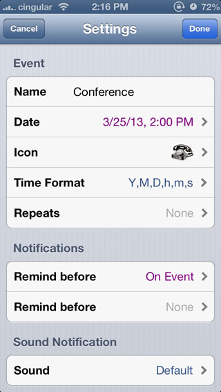 Reminder Countdown free app iOS screen3 Reminder and Countdown Free iPhone app screen3