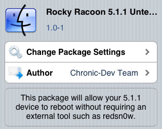 rocky racoon untether package Cydia iOS 5.1.1 jailbreak Rocky Racoon untether 5.1.1