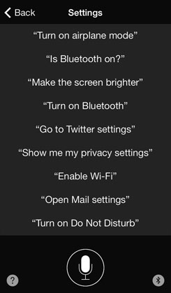 Settings help Siri