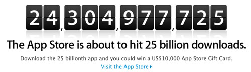 Apple contest 25th billion app download win prize Apple App Store 25 billion gift card