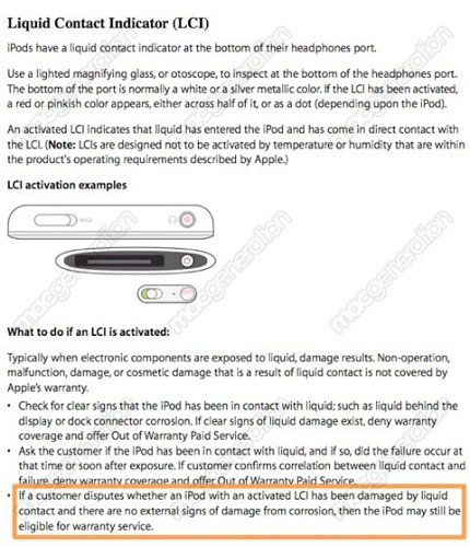 apple iphone LCI liquid contact indicator water damage apple iphone LCI liquid contact indicator policy