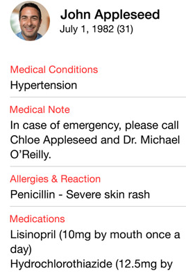 Apple Medical ID Apple Health
