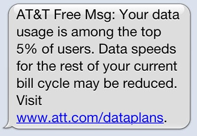 AT&T Throttling Message iPhone Throttling