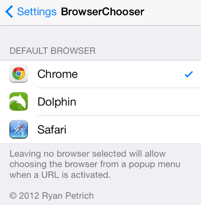 BrowserChooser iOS 7 BrowserChooser