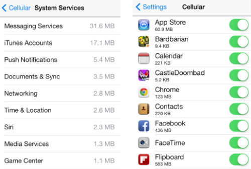 Settings: Cellular Data How to Monitor Cellular Data