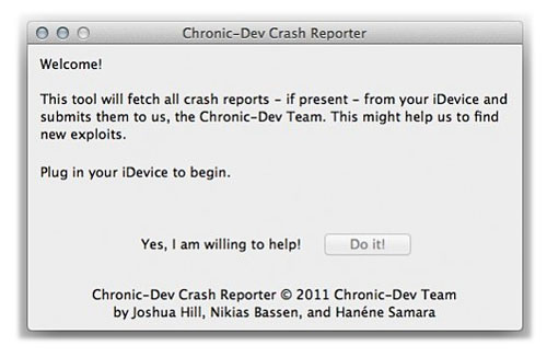 Chronic Dev Team Crash Reporter dialog