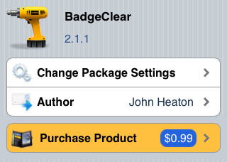 BadgeClear tweak Cydia