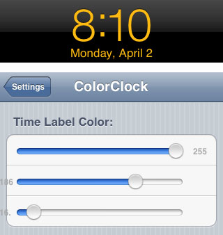 Cydia clock date color changer ClockColor iPhone tweak