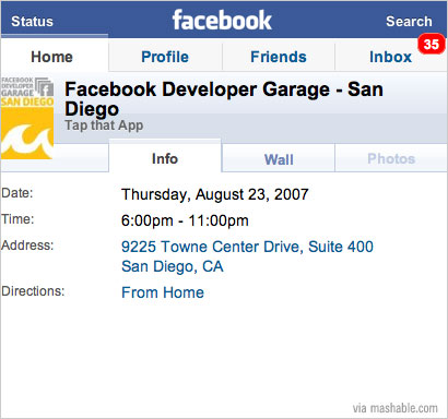 facebook interface for the iphone