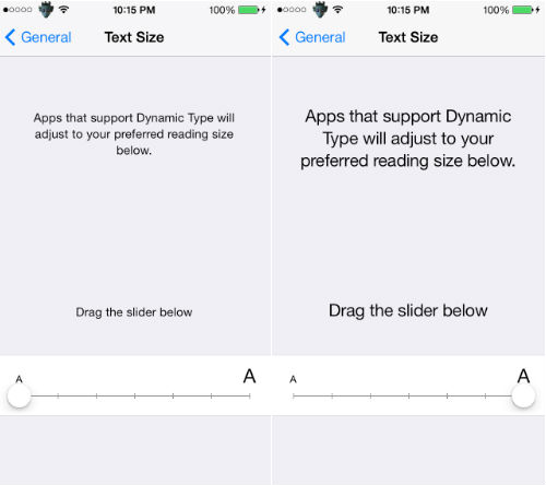 How to change text size in iOS 7