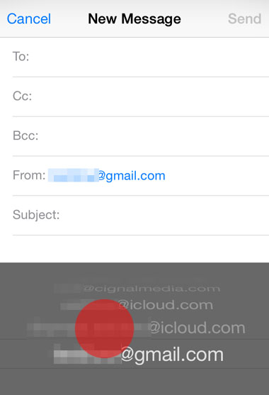 email from iOS settings iOS mail change from address