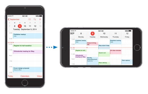 iPhone 6 Plus special layouts landscape mode iPhone 6 Plus