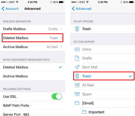 How to set up your iOS 8 Mail trash How to set up your iOS 8 Mail trash