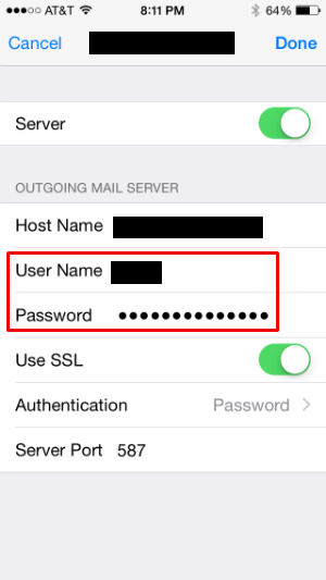 How to set up outgoing mail server in iOS 8