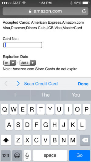 How to scan a credit card in Safari