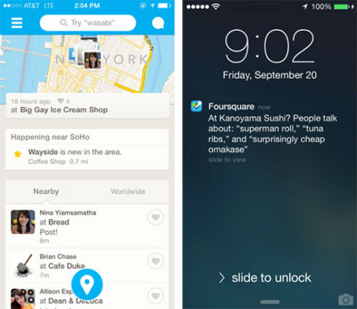 Foursquare Real Time Notifications Foursquare iOS