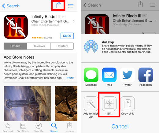 send app gift iOS instructions1 gift apps from itunes app store1