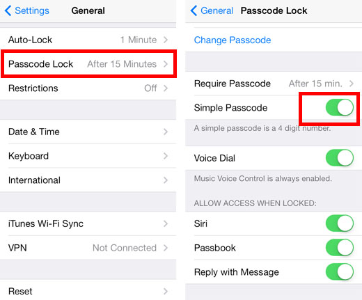 iPhone complex passcode setting iOS improve security passcode