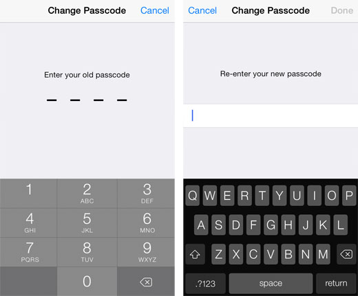 iOS turn on complex passcode