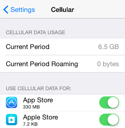 Settings: Cellular Data How to Monitor Cellular Data