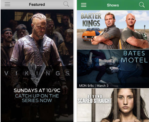  A&E and History Channel iOS Apps