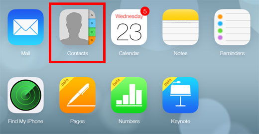 iCloud web contacts app