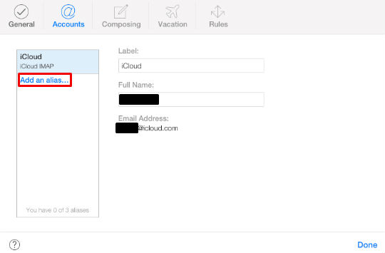 How to create an iCloud email alias.