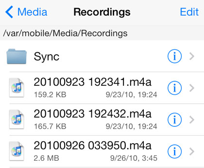 voice memo location iOS filesystem iOS 7 voice memo storage