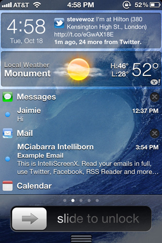 Notification Center comes to the Lock Screen via IntelliscreenX intelliscreen x jailbreak app