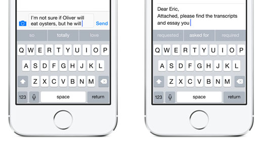 QuickType keyboard iOS 8 two iOS 8 keyboard third party improvements 2