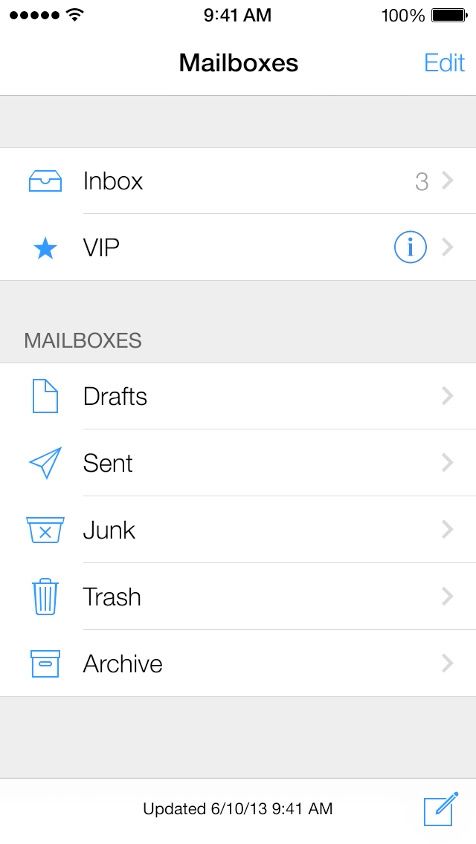 iOS 7 Mail iOS 7 New Look