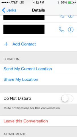 How to leave or silence a group message in iOS 8