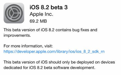 iOS 8.2 Beta 3 iOS 8.2 Beta 3