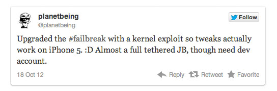 Twitter planetbeing planetbeing Twitter iPhone 5 jailbreak