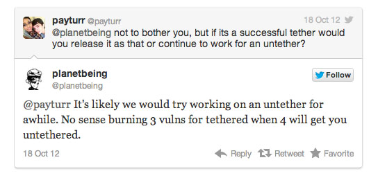 planetbeing iPhone Dev-Team iPhone 5 untethered jailbreak