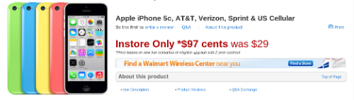 iPhone 5c Walmart Sale